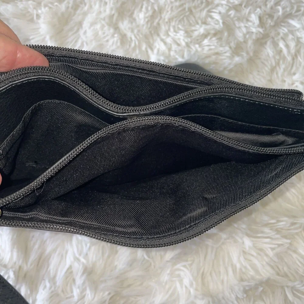 Great American Leather Works Black Shoulder Bag Crossbody Multi Zipper Pocket